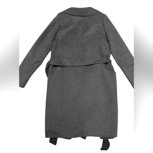 BCBG MAXAZRIA Scarlet Long Wool Wrap Black and Heather Grey Coat Women’s Small - Picture 3 of 4